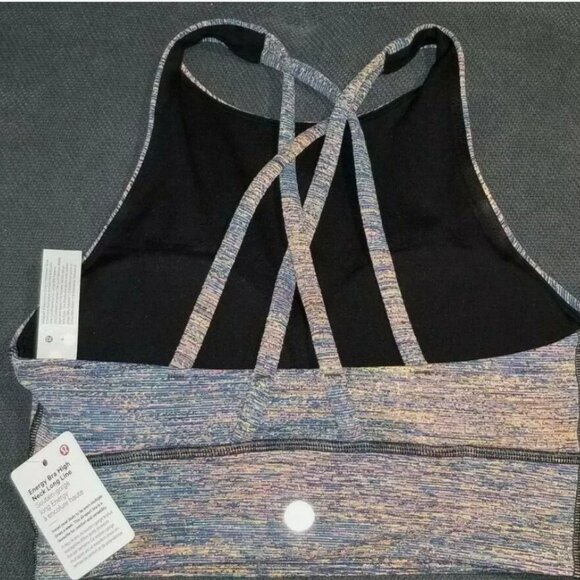 Lululuemon Energy Bra High Neck Long Line Sz4 Spectral Fusion Jacquard BNWT! - Picture 5 of 8